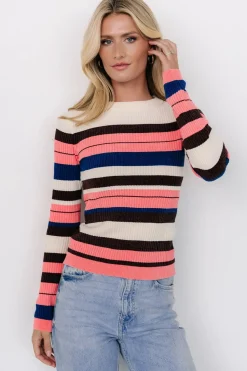 Discount Baltic Born Milwaukee Striped Sweater | Coral Multi CoralMulti