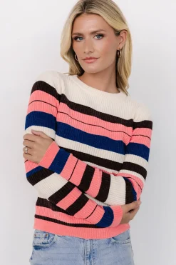 Discount Baltic Born Milwaukee Striped Sweater | Coral Multi CoralMulti
