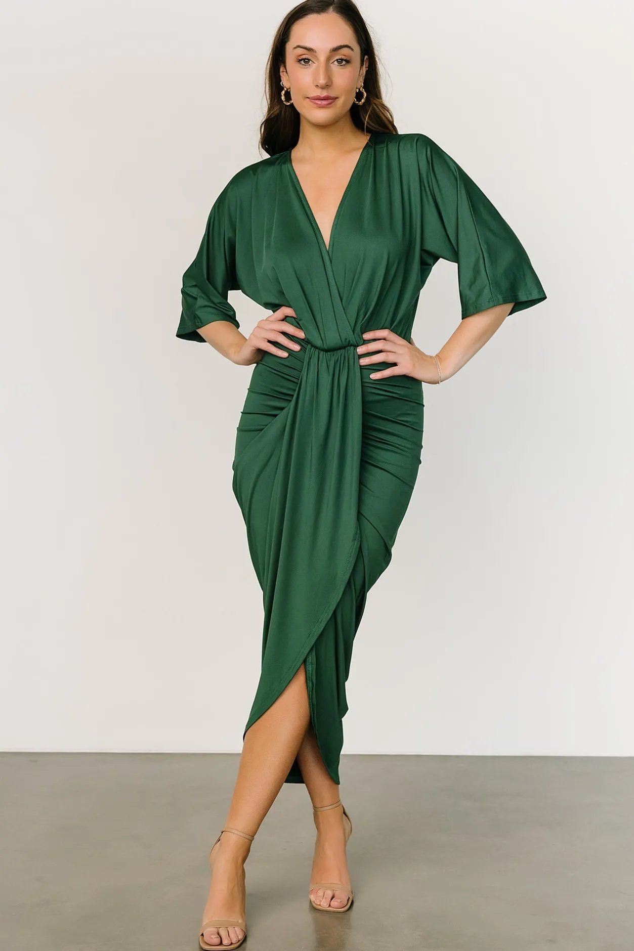 Clearance Baltic Born Mimi Midi Dress | Hunter Green HunterGreen