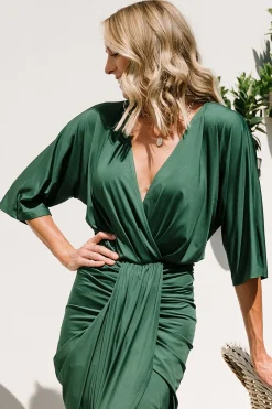 Clearance Baltic Born Mimi Midi Dress | Hunter Green HunterGreen