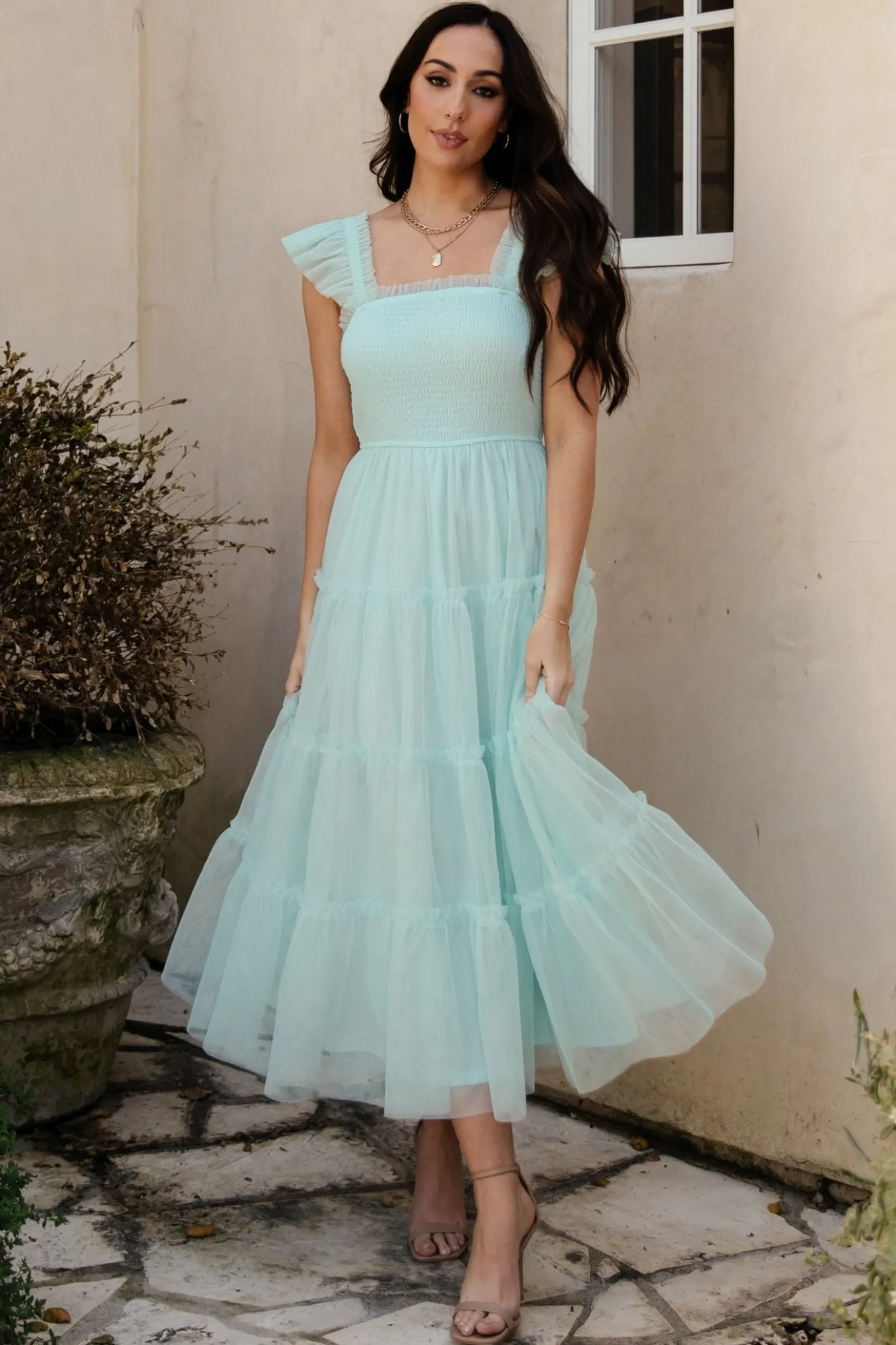 Clearance Baltic Born Mindi Tulle Midi Dress | Sea Blue SeaBlue
