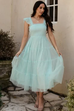 Clearance Baltic Born Mindi Tulle Midi Dress | Sea Blue SeaBlue