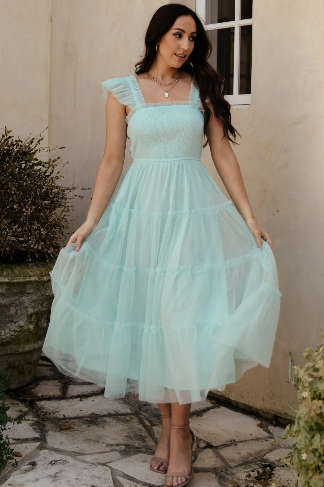 Clearance Baltic Born Mindi Tulle Midi Dress | Sea Blue SeaBlue