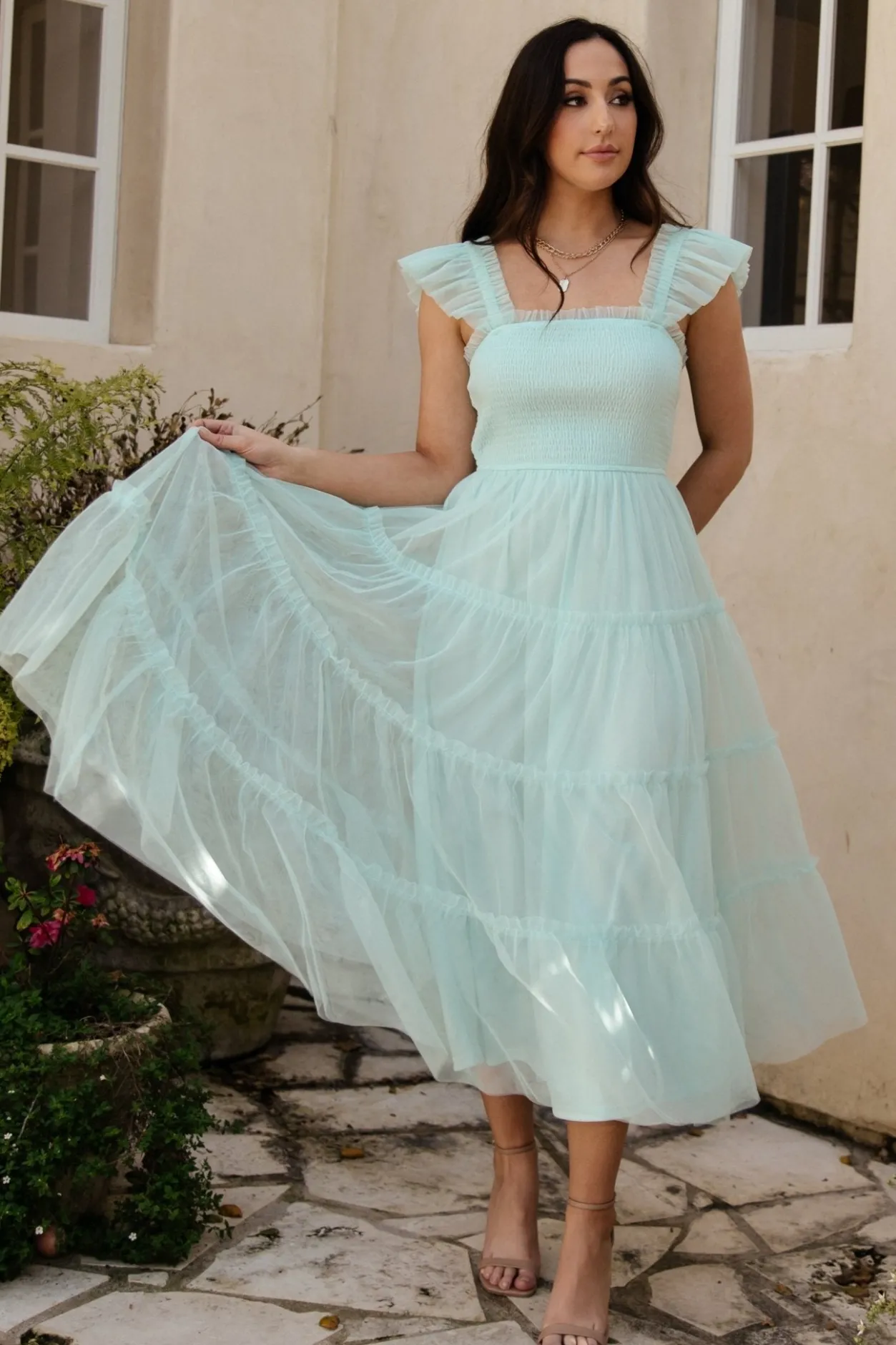 Clearance Baltic Born Mindi Tulle Midi Dress | Sea Blue SeaBlue