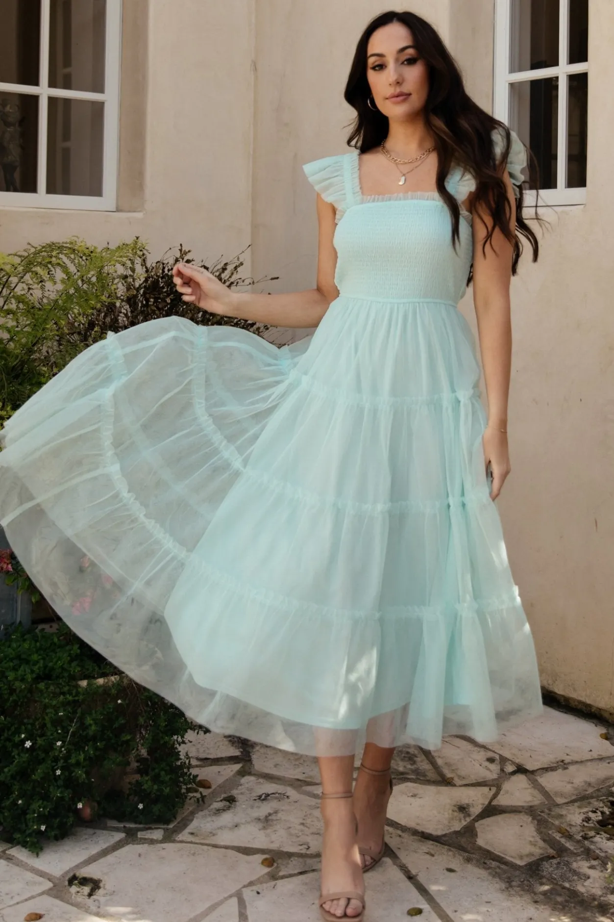 Clearance Baltic Born Mindi Tulle Midi Dress | Sea Blue SeaBlue