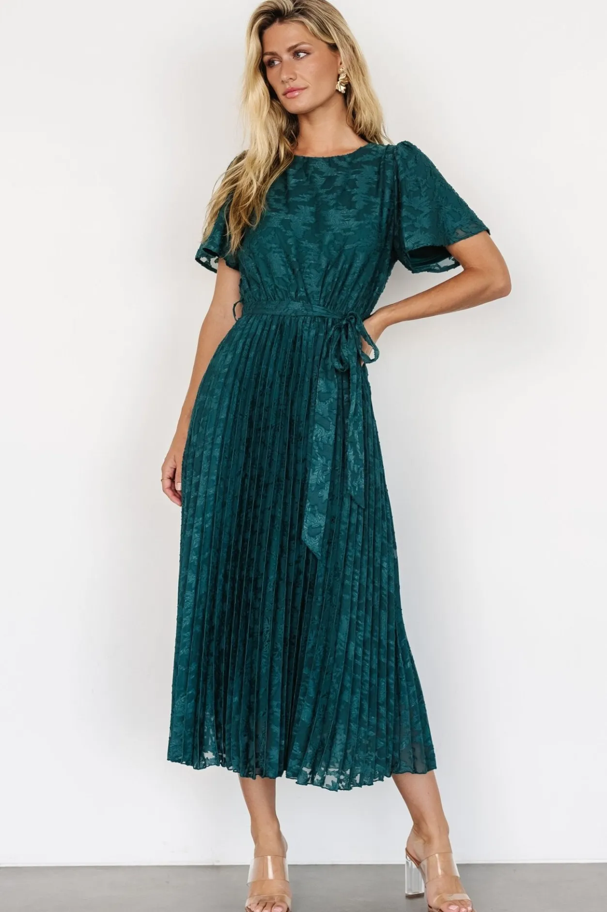 Discount Baltic Born Mindy Pleated Dress | Emerald