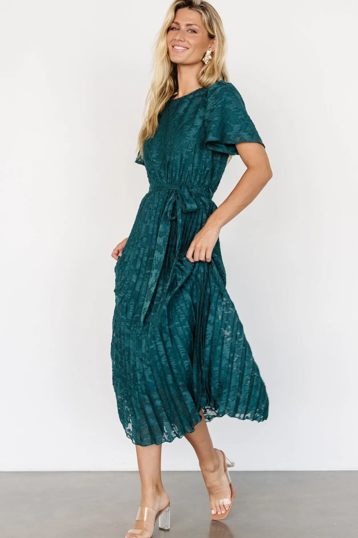 Discount Baltic Born Mindy Pleated Dress | Emerald