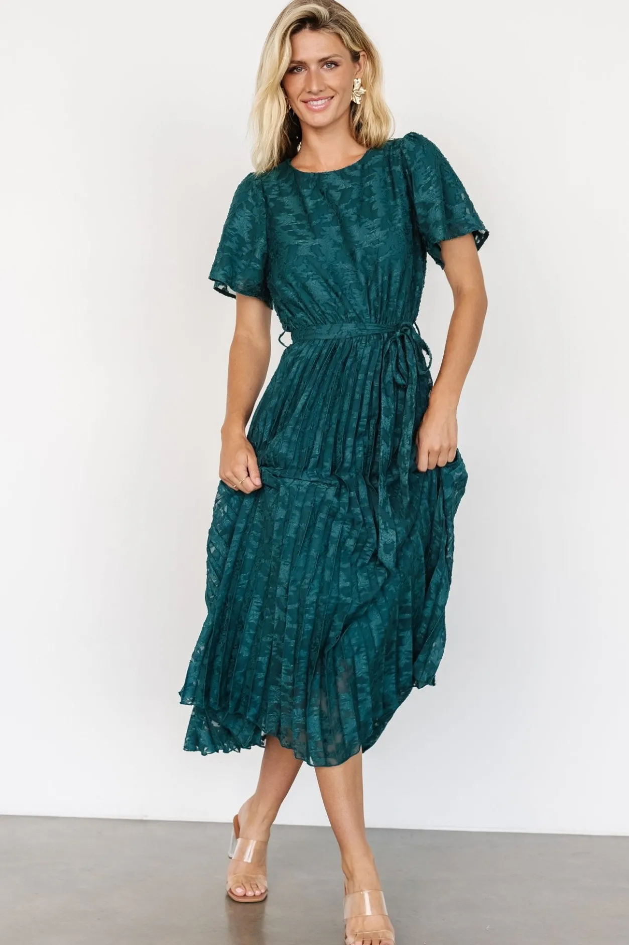 Discount Baltic Born Mindy Pleated Dress | Emerald
