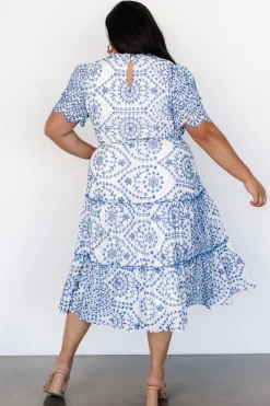 New Baltic Born Mirabel Eyelet Midi Dress | White + Blue White+Blue