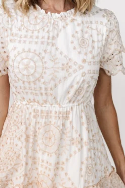 New Baltic Born Mirabel Eyelet Midi Dress | White + Natural White+Natural