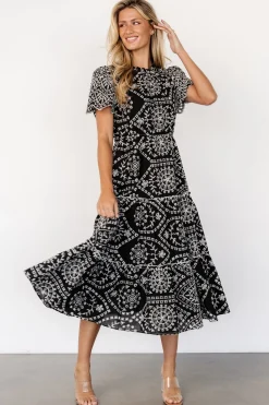 Discount Baltic Born Mirabel Eyelet Midi Dress | Black + White Black+White
