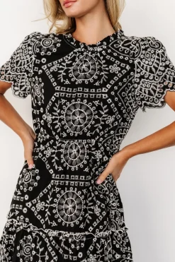 Discount Baltic Born Mirabel Eyelet Midi Dress | Black + White Black+White