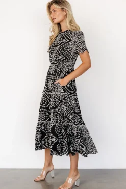 Discount Baltic Born Mirabel Eyelet Midi Dress | Black + White Black+White