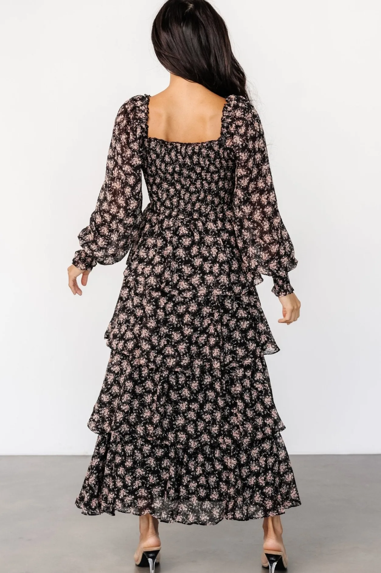 Discount Baltic Born Miranda Tiered Maxi Dress | Black Floral BlackFloral