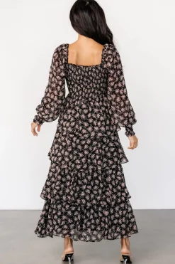 Discount Baltic Born Miranda Tiered Maxi Dress | Black Floral BlackFloral