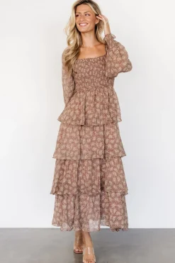 Online Baltic Born Miranda Tiered Maxi Dress | Latte Floral LatteFloral