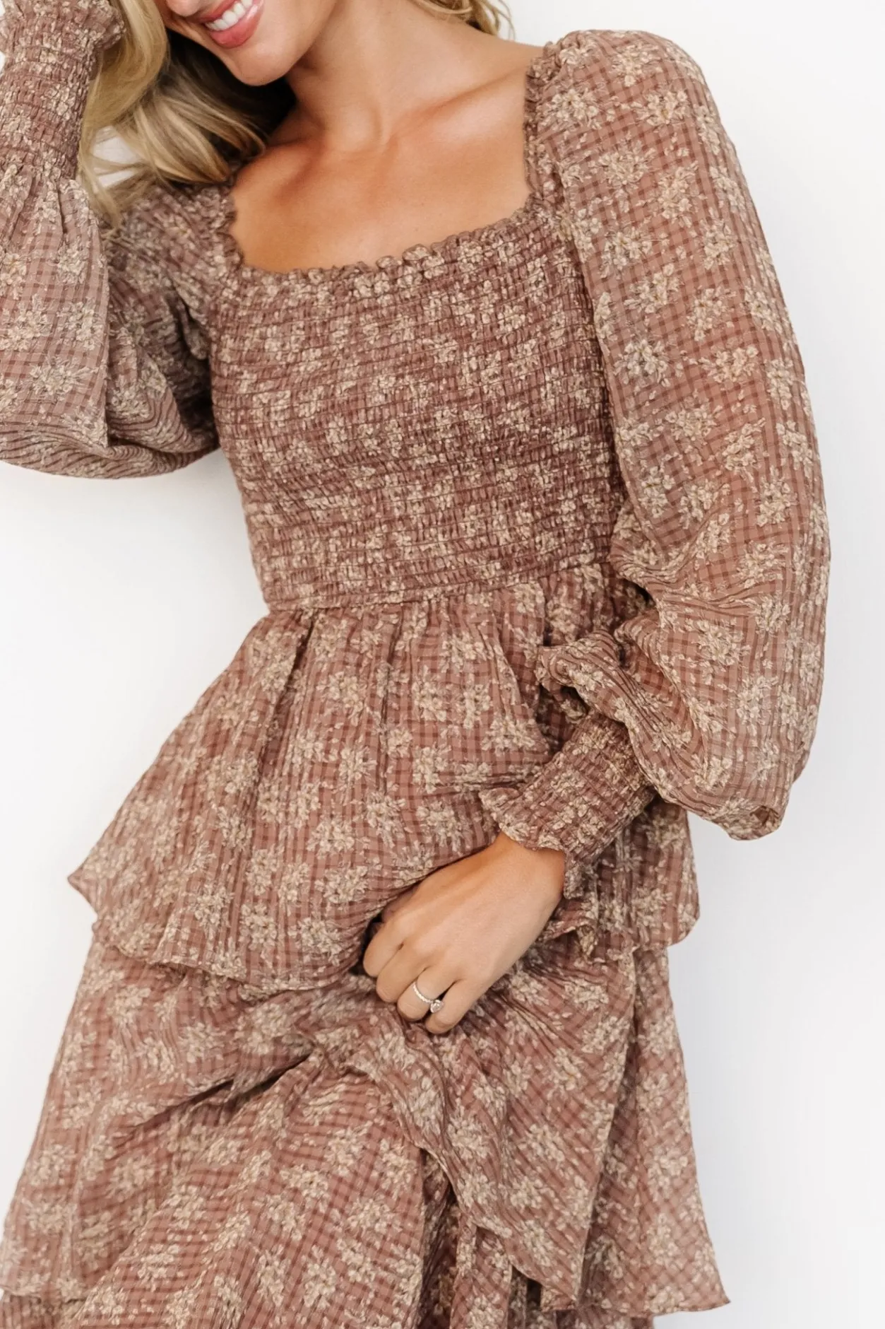 Online Baltic Born Miranda Tiered Maxi Dress | Latte Floral LatteFloral