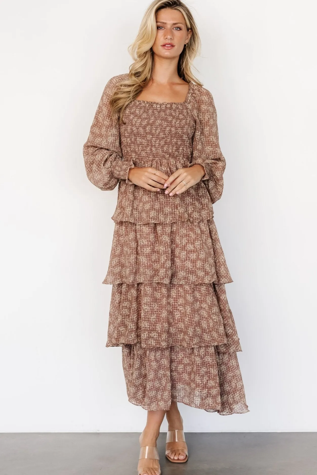 Online Baltic Born Miranda Tiered Maxi Dress | Latte Floral LatteFloral