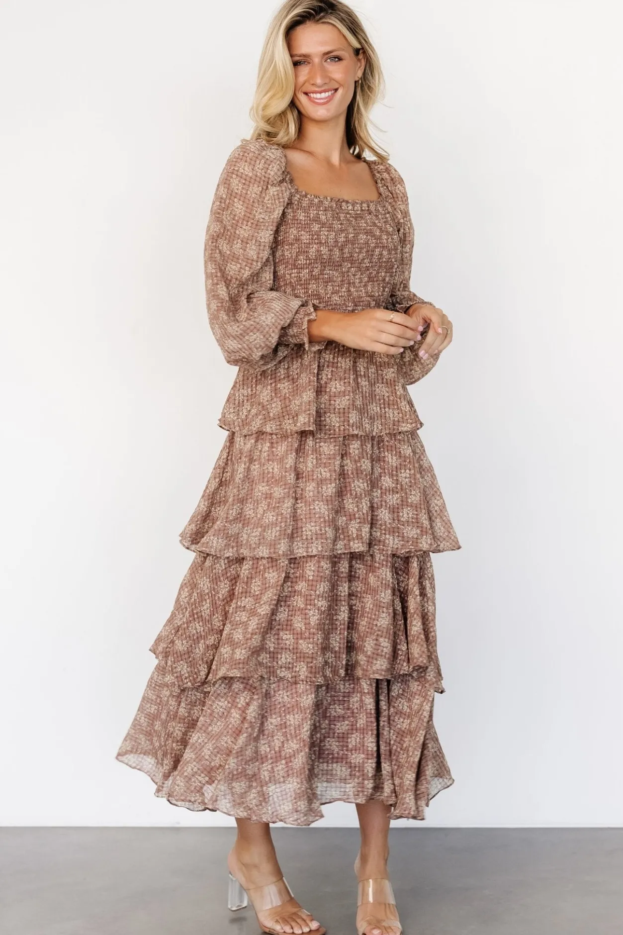 Online Baltic Born Miranda Tiered Maxi Dress | Latte Floral LatteFloral