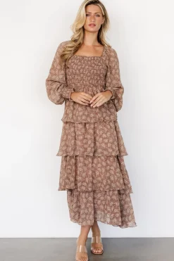 Online Baltic Born Miranda Tiered Maxi Dress | Latte Floral LatteFloral