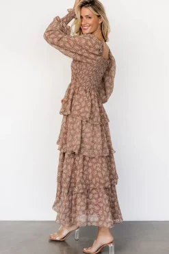 Online Baltic Born Miranda Tiered Maxi Dress | Latte Floral LatteFloral