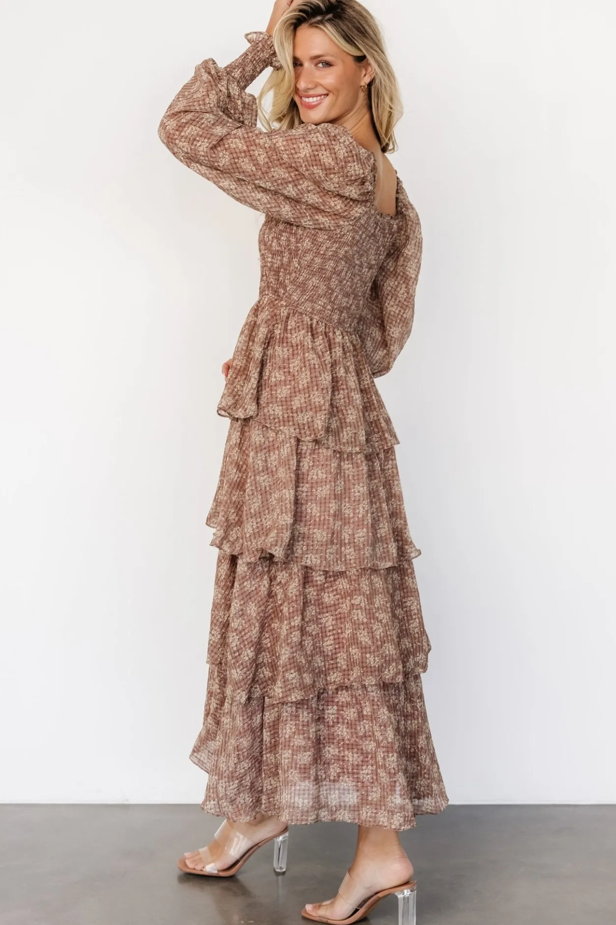 Online Baltic Born Miranda Tiered Maxi Dress | Latte Floral LatteFloral