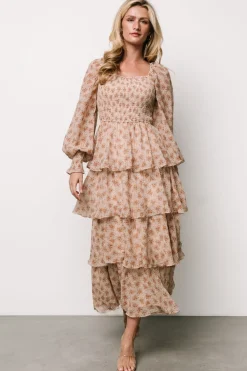 New Baltic Born Miranda Tiered Maxi Dress | Taupe Floral TaupeFloral