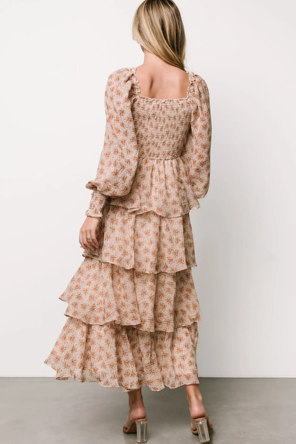 New Baltic Born Miranda Tiered Maxi Dress | Taupe Floral TaupeFloral