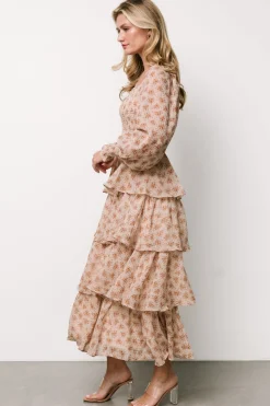New Baltic Born Miranda Tiered Maxi Dress | Taupe Floral TaupeFloral
