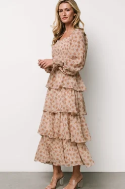 New Baltic Born Miranda Tiered Maxi Dress | Taupe Floral TaupeFloral