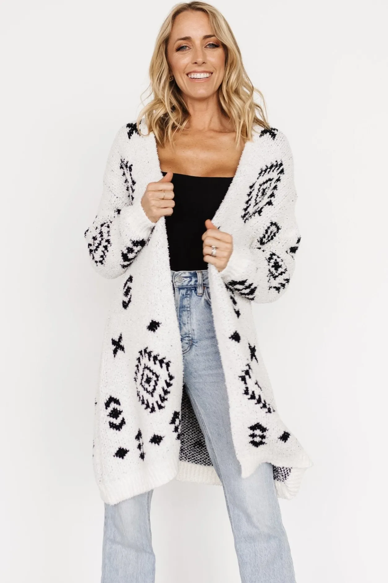 Outlet Baltic Born Missoula Oversized Cardigan | Off White + Black OffWhite+Black