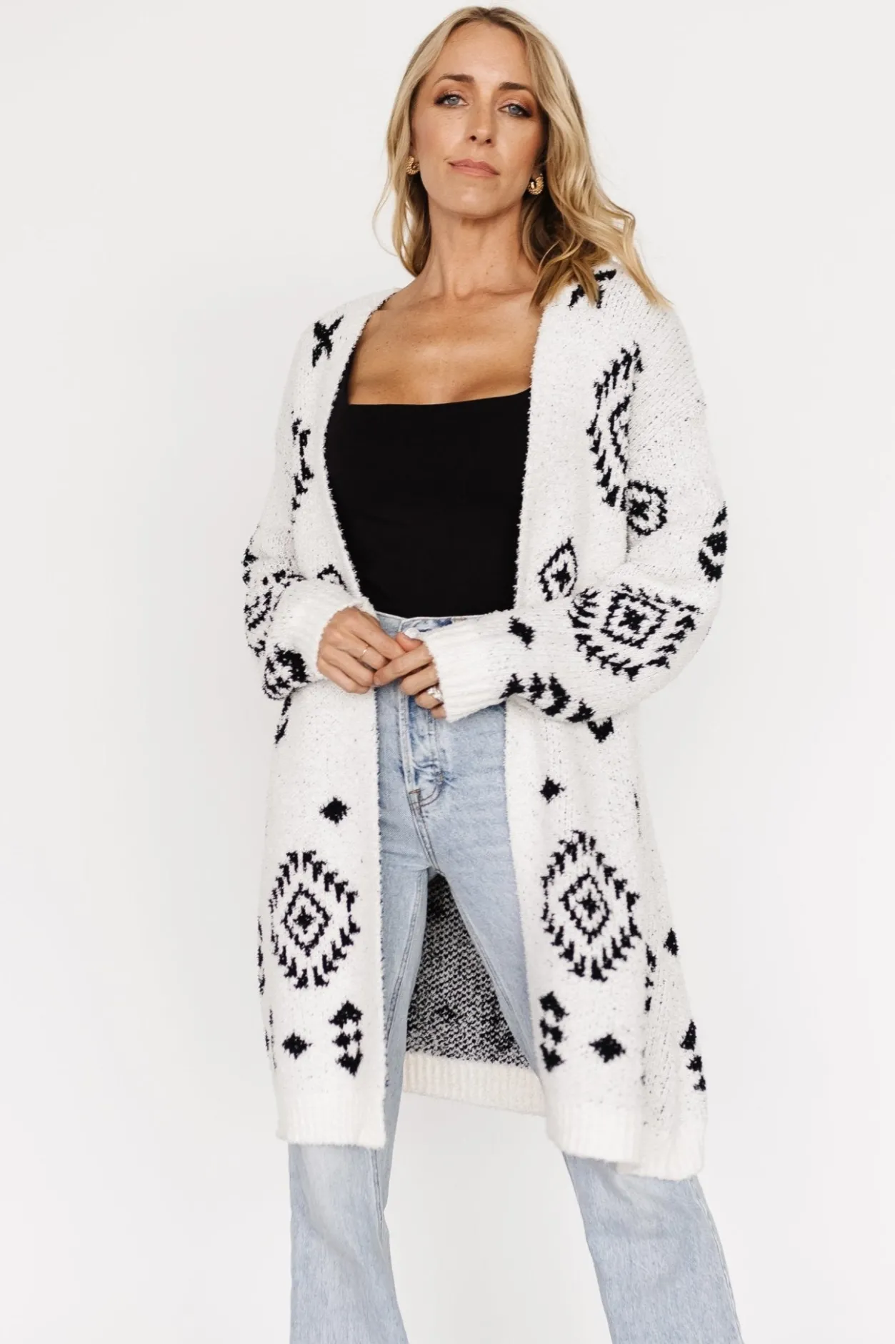 Outlet Baltic Born Missoula Oversized Cardigan | Off White + Black OffWhite+Black