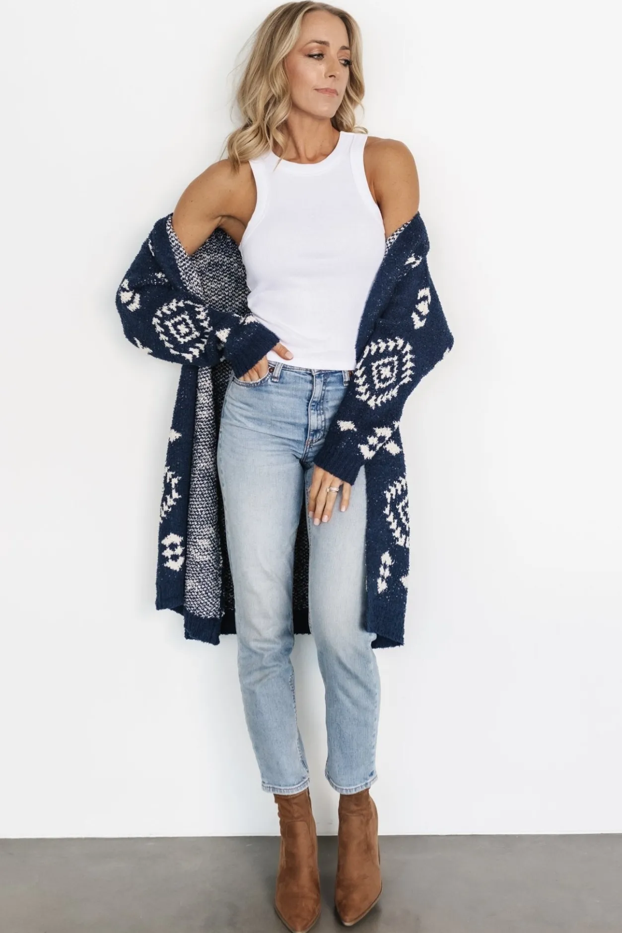 Fashion Baltic Born Missoula Oversized Cardigan | Navy + Ivory Navy+Ivory