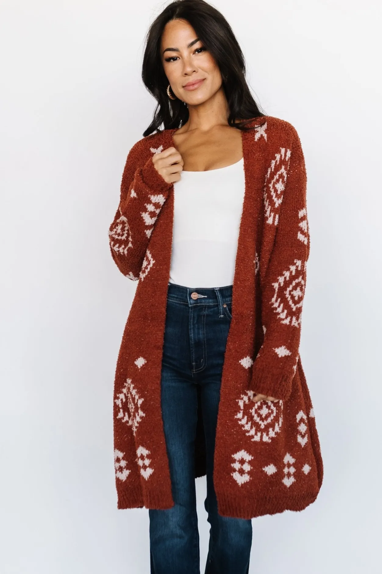 Best Baltic Born Missoula Oversized Cardigan | Rust + Beige Rust+Beige