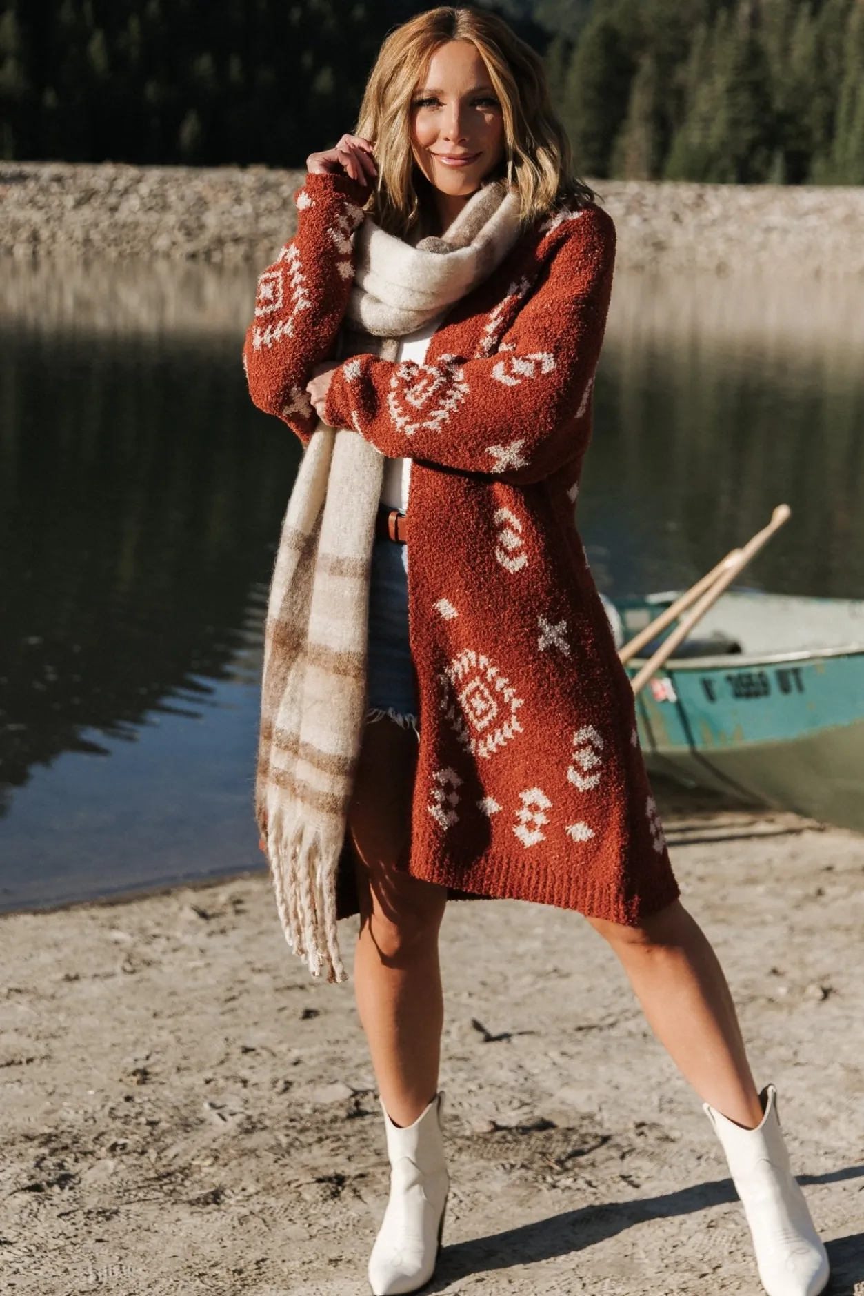 Best Baltic Born Missoula Oversized Cardigan | Rust + Beige Rust+Beige