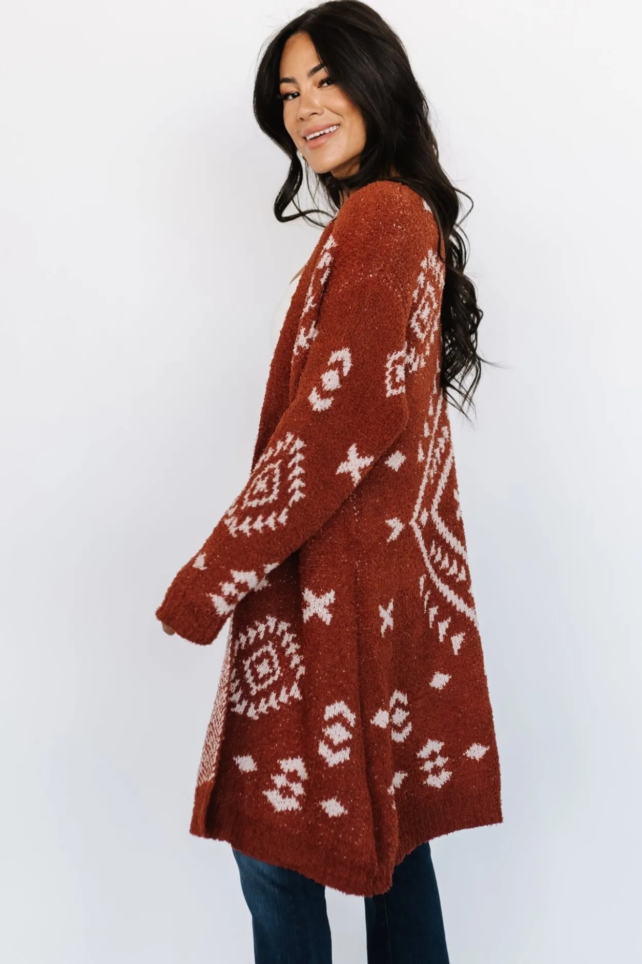 Best Baltic Born Missoula Oversized Cardigan | Rust + Beige Rust+Beige