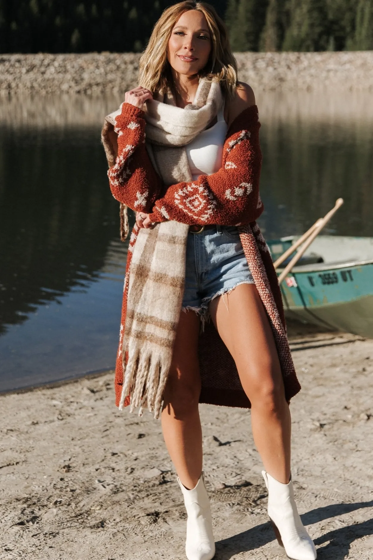 Best Baltic Born Missoula Oversized Cardigan | Rust + Beige Rust+Beige