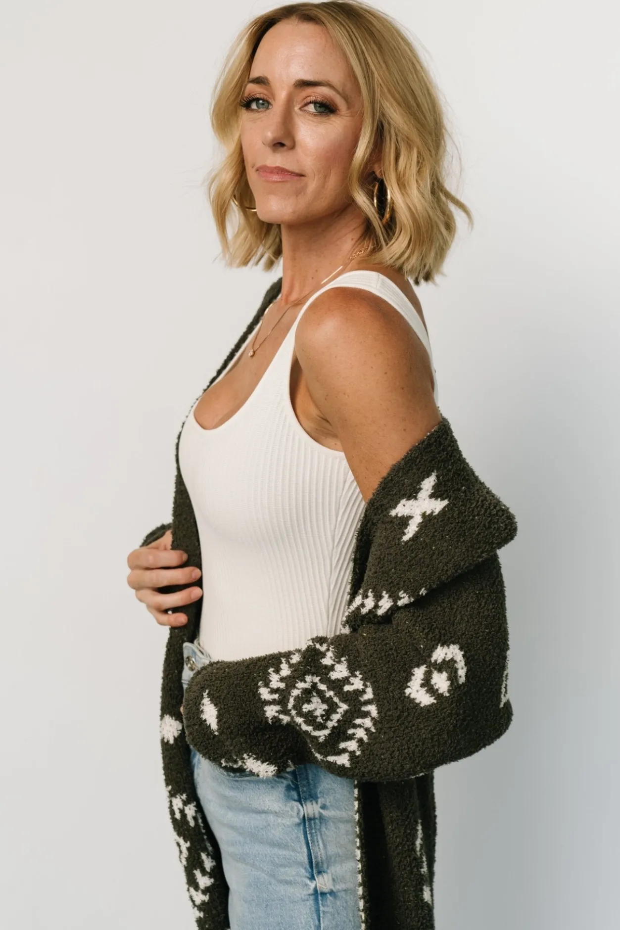 Online Baltic Born Missoula Oversized Cardigan | Olive + Off White Olive+OffWhite