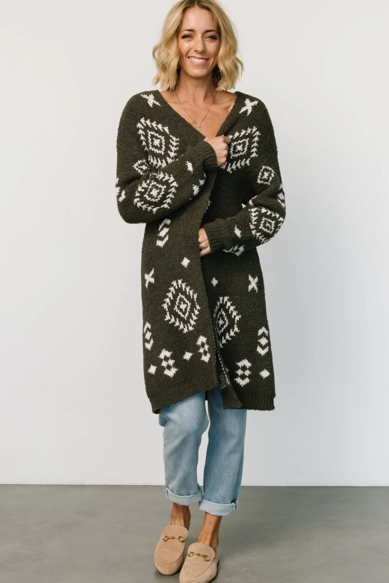 Online Baltic Born Missoula Oversized Cardigan | Olive + Off White Olive+OffWhite