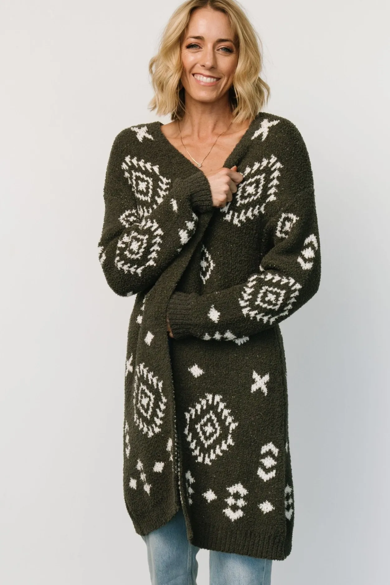 Online Baltic Born Missoula Oversized Cardigan | Olive + Off White Olive+OffWhite