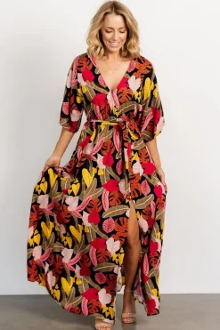 New Baltic Born Moira Kimono Maxi Dress | Navy Multi Print NavyMultiPrint