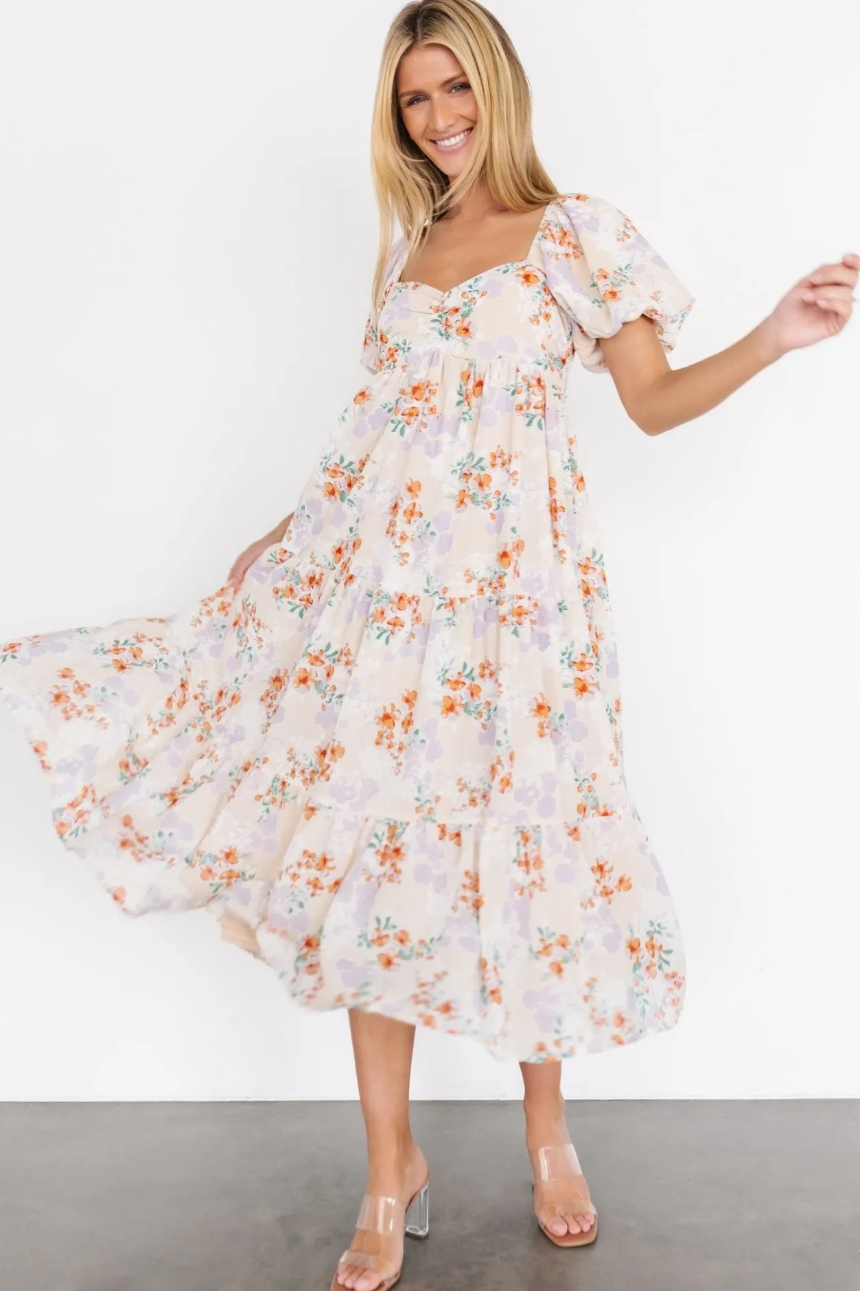 Online Baltic Born Molly Midi Dress | Cream Floral CreamFloral