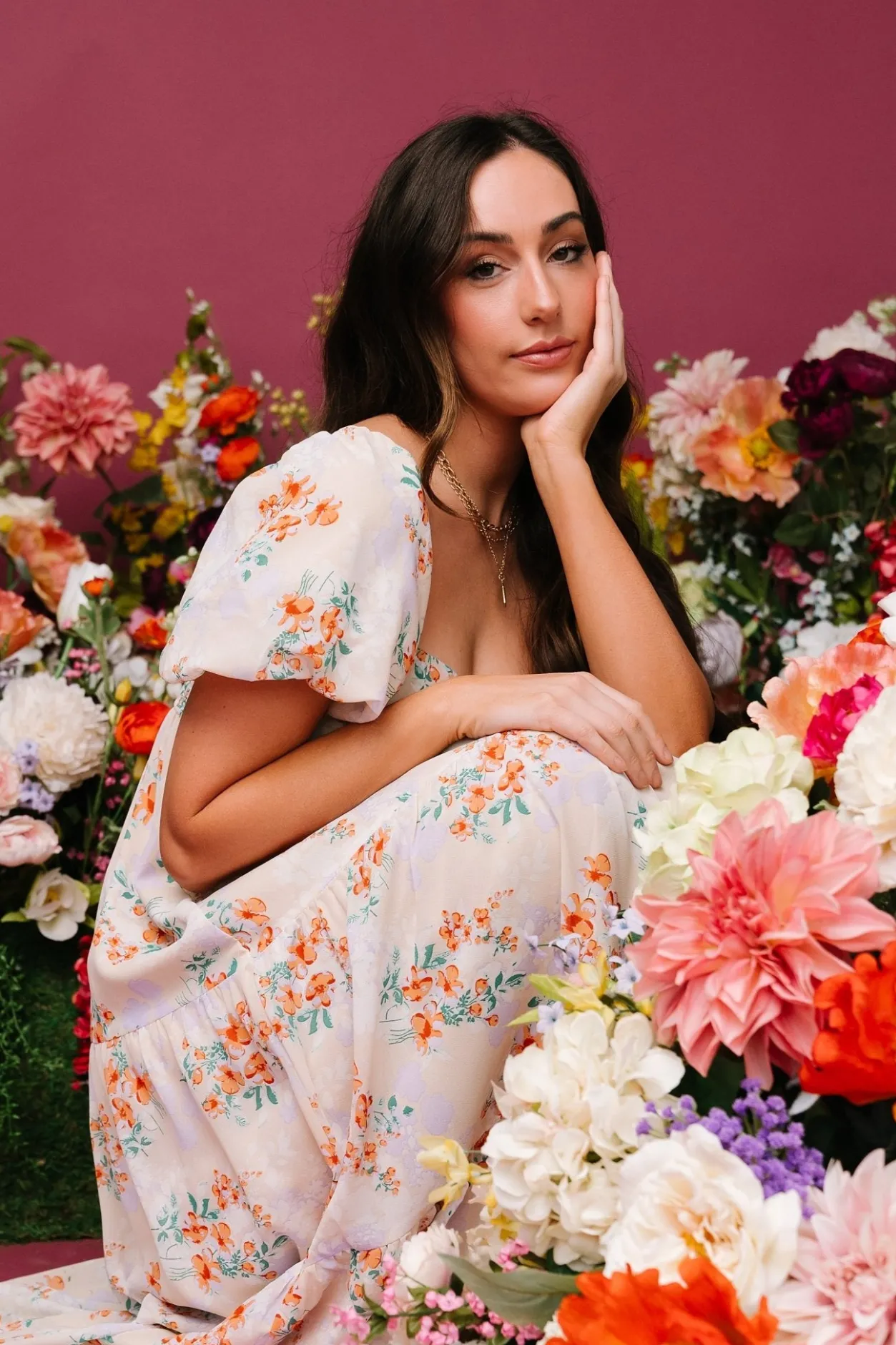 Online Baltic Born Molly Midi Dress | Cream Floral CreamFloral