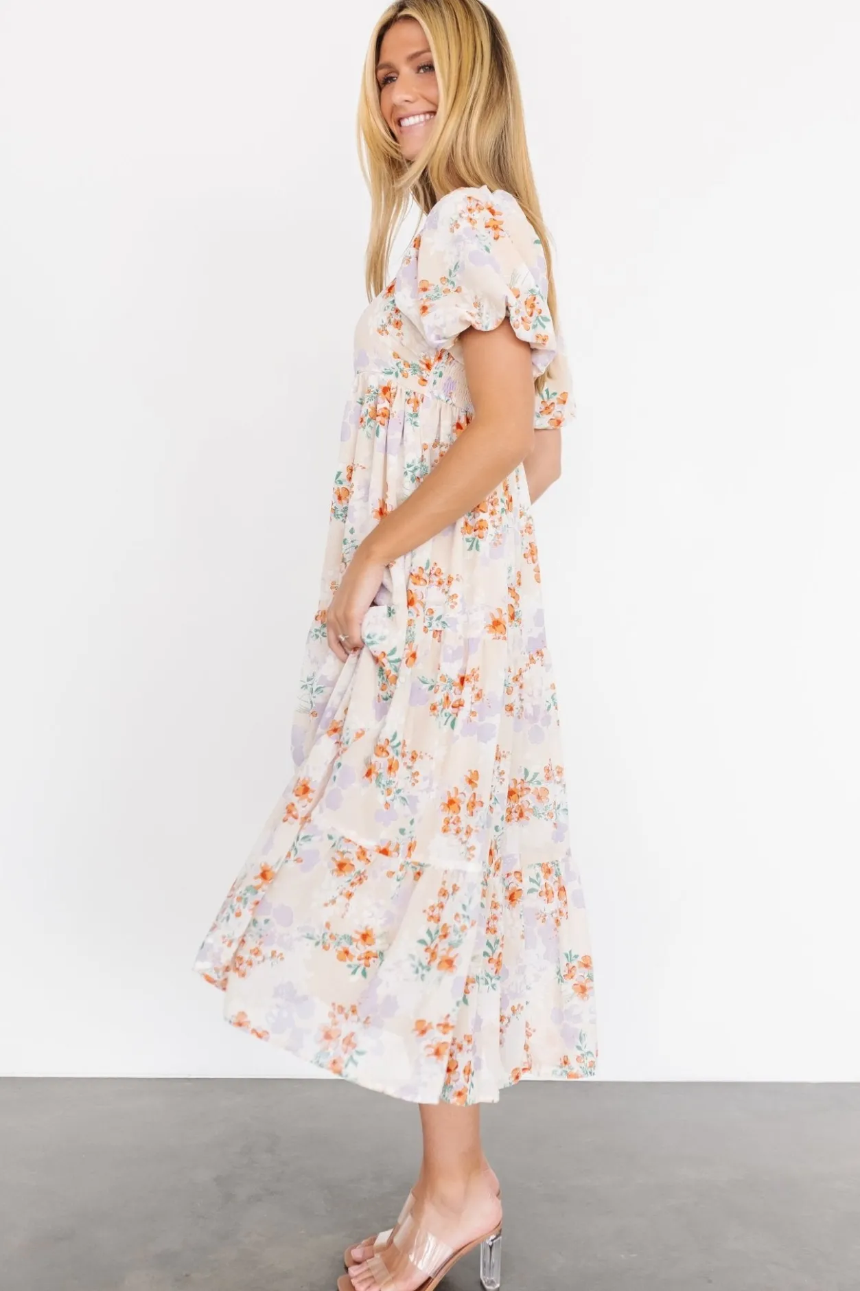 Online Baltic Born Molly Midi Dress | Cream Floral CreamFloral