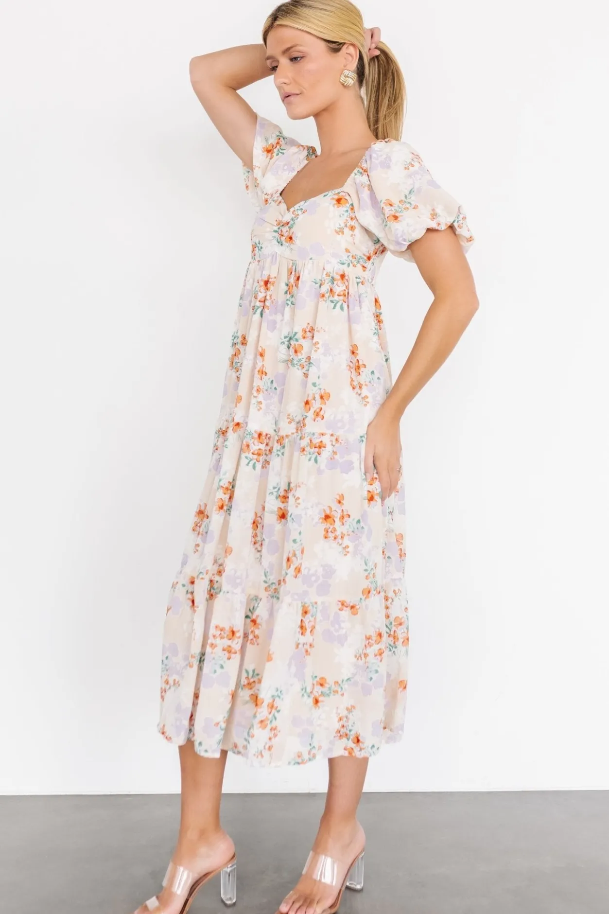 Online Baltic Born Molly Midi Dress | Cream Floral CreamFloral