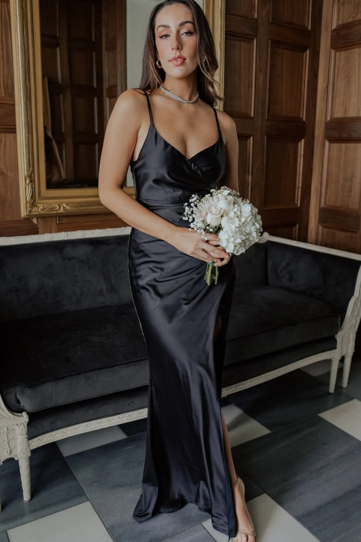 Online Baltic Born Monet Satin Gown | Black