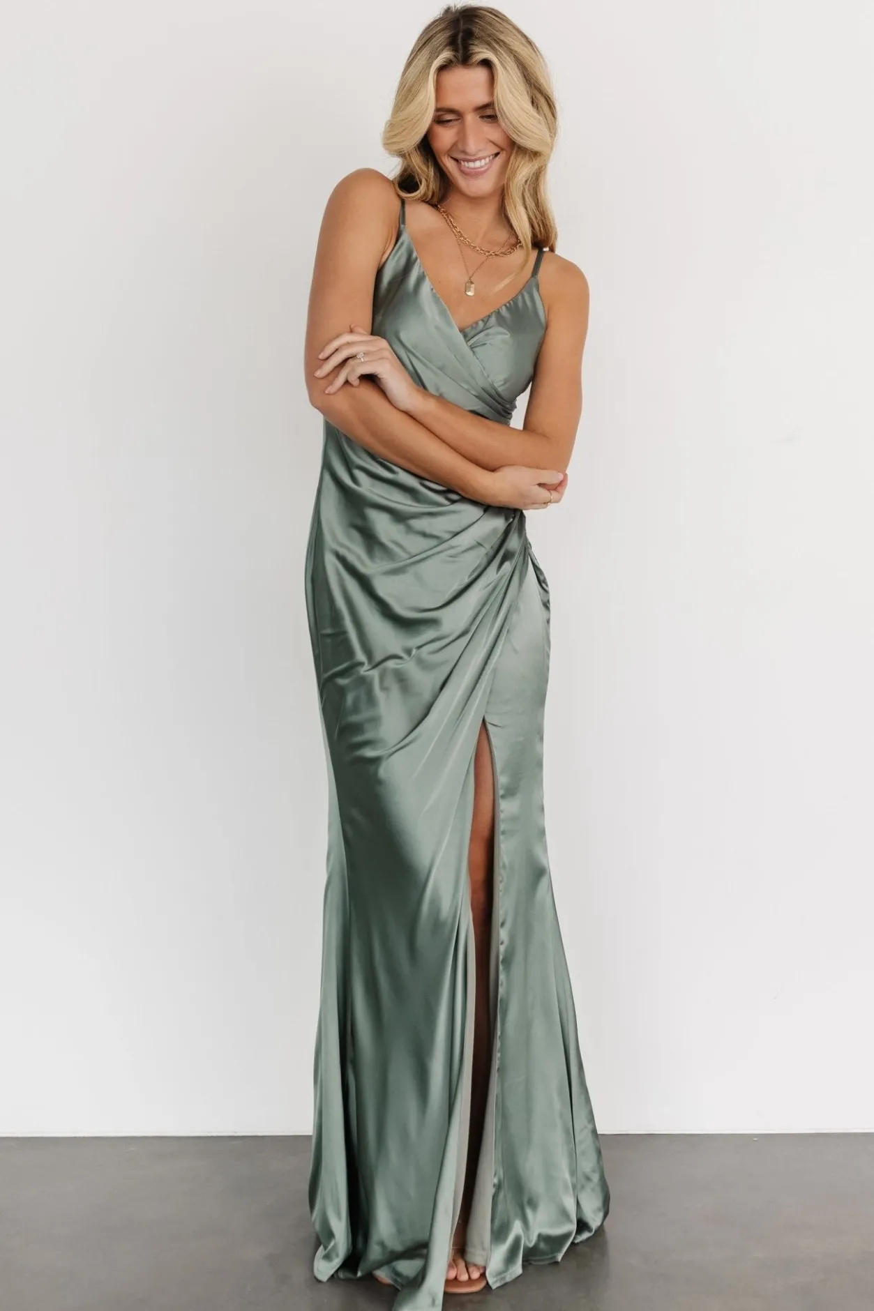 Discount Baltic Born Monet Satin Gown | Eucalyptus