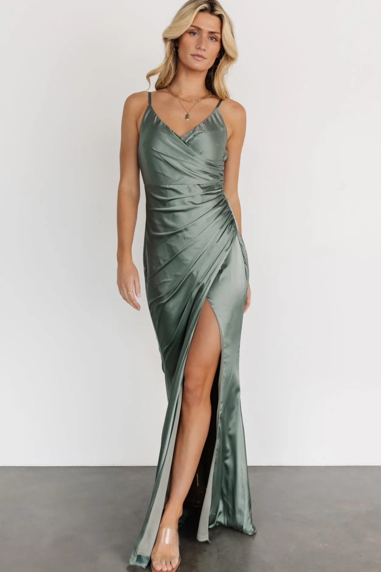 Discount Baltic Born Monet Satin Gown | Eucalyptus