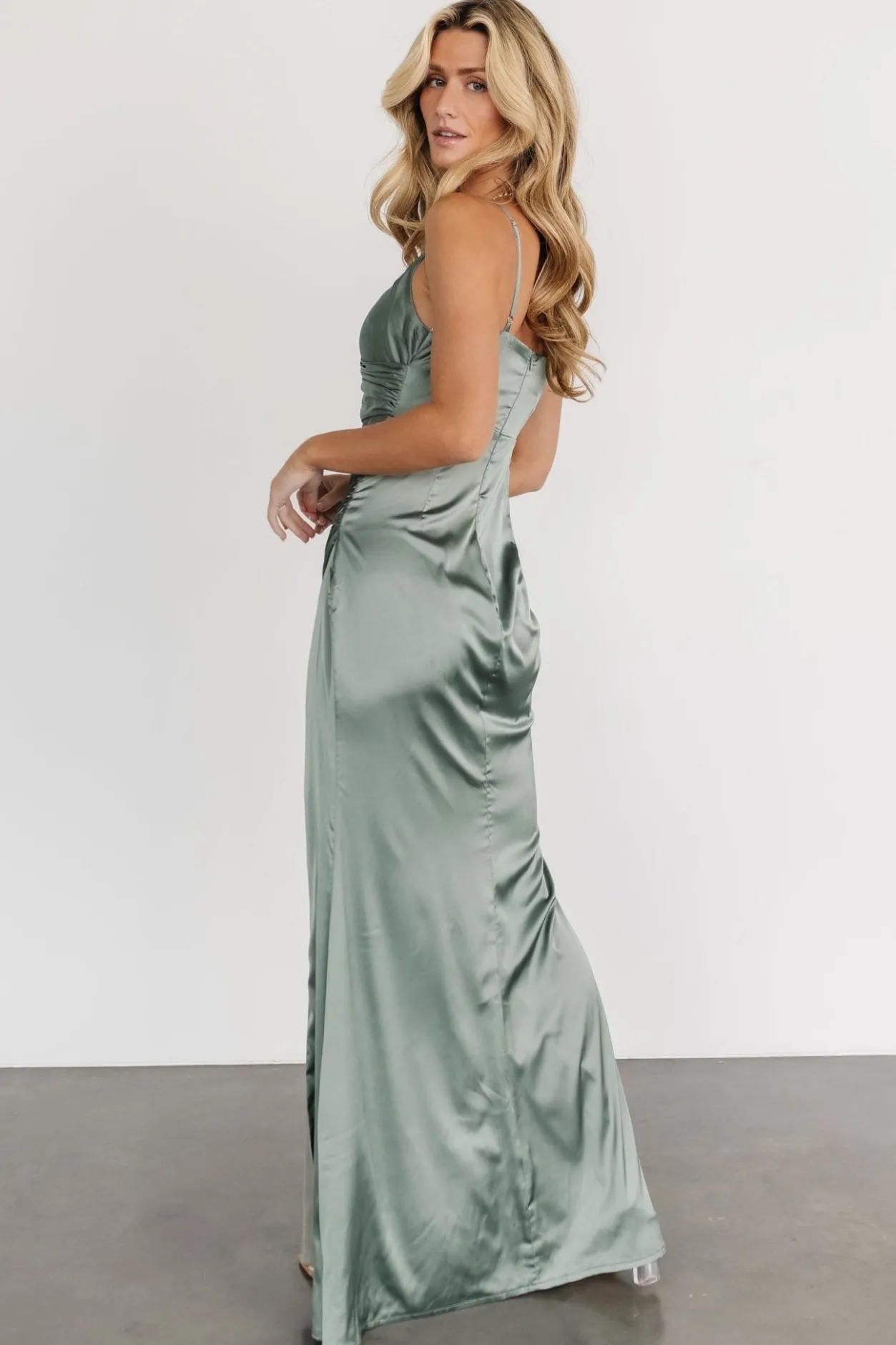 Discount Baltic Born Monet Satin Gown | Eucalyptus