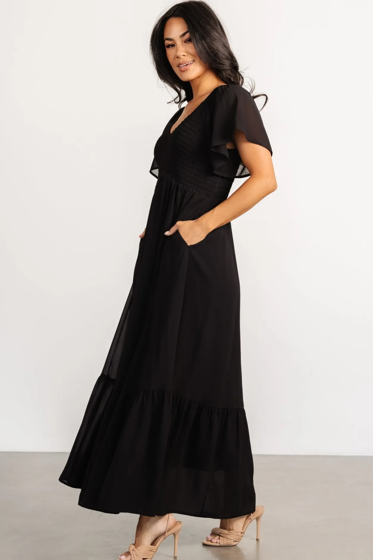 New Baltic Born Monica Smocked Dress | Black